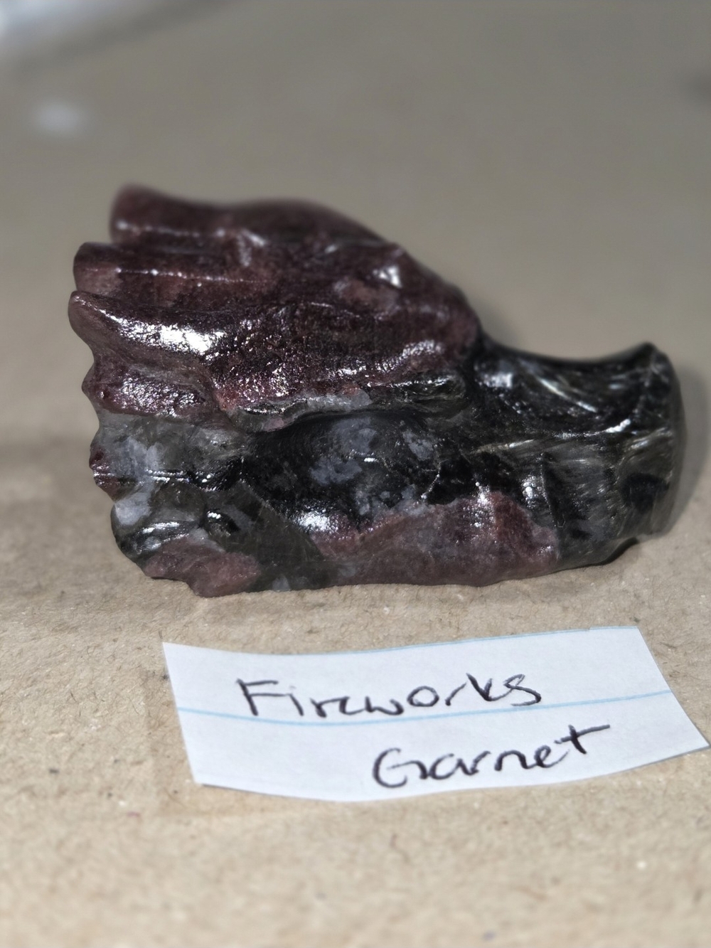 Detailed Fireworks Garnet Crystal Carved Dragon Head Stone Sculpture Decor